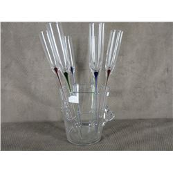 6 Champagne Glasses with Ice Container