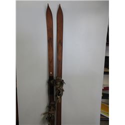 Vintage wood Cross Country Skis with Boots