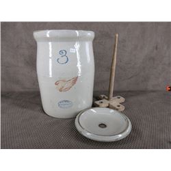 #3 Redwing Crock & Lid