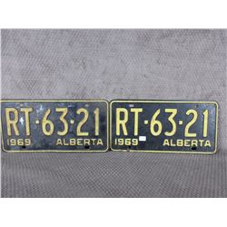 Set of 2 1969 Alberta License Plates