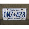 Image 1 : White & Blue No Year Ontario License Plate