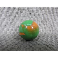 Vintage Large Green & Orange Marble 1 3/8 inch