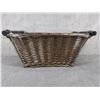 Image 1 : Brown Wicker Basket with Wood Handles 18 in X 13 In X 8 in