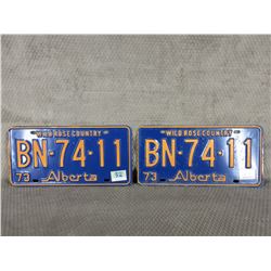Set of 1973 Alberta License Plate