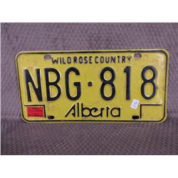 Alberta License Plate No Year Yellow & Black