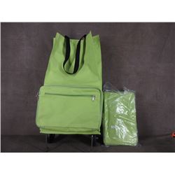 Canvas Wheeled Shopping Tote Green