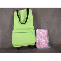 Canvas Wheeled Shopping Tote Pink