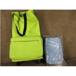 Canvas Wheeled Shopping Tote Blue