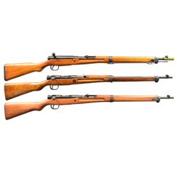 3 JAPANESE TYPE 99 BOLT ACTION RIFLES.