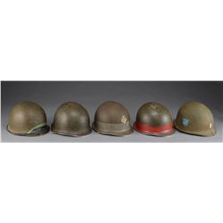 5 US M1 HELMETS.