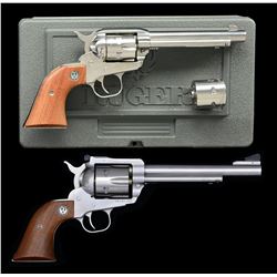 2 RUGER STAINLESS STEEL REVOLVERS.
