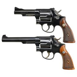 2 SMITH & WESSON K38 MASTERPIECE DA REVOLVERS.