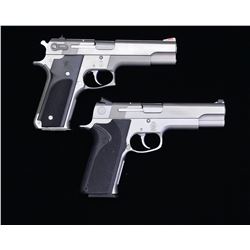 2 LARGE FRAME S&W SEMI AUTO PISTOLS.