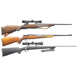 3 SAVAGE BOLT ACTION RIFLES.