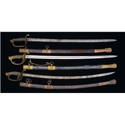 3 CIVIL WAR ERA U.S. OFFICERS SWORDS.