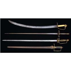 FOUR 18th CENTURY SWORDS.