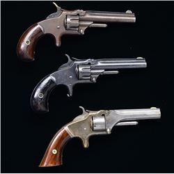 3 SMITH & WESSON NO. 1 SA REVOLVERS.