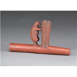 BEAR EFFIGEE CATLINITE PIPE.