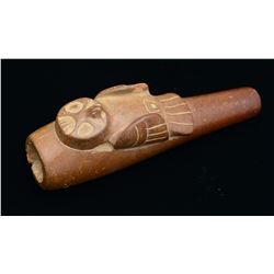 OWL EFFIGEE CARVED STONE PIPE