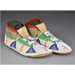 PAIR BEADED SIOUX MOCCASINS.