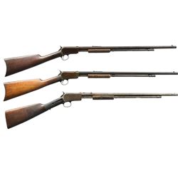 3 WINCHESTER 1890 PUMP RIFLES.