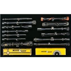 15 MOSTLY EL PASO WEAVER RIFLE SCOPES.