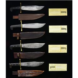 4 WWII V-44 SURVIVAL KNIVES.
