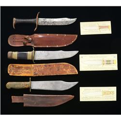 3 US WWII ERA FIGHTING KNIVES.