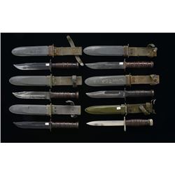 5 US FIGHTING KNIVES & 1 BAYONET.