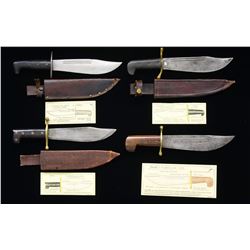 4 WWII V-44 SURVIVAL KNIVES.