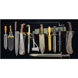 12 MOSTLY US EDGED WEAPONS.