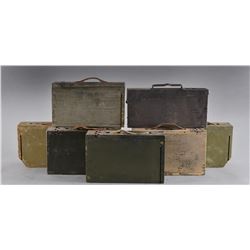 ASSORTMENT OF 7 AMMO FEED BOXES.