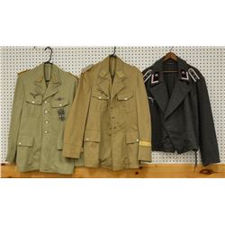 3 REPRODUCTION WWII GERMAN TUNICS.