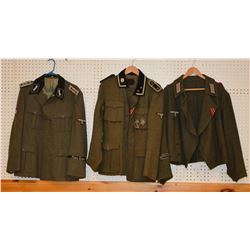 3 REPRODUCTION WWII GERMAN TUNICS.