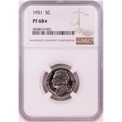 1951 Proof Jefferson Nickel Coin NGC PF68* STAR