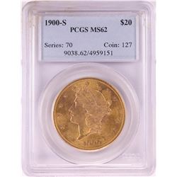 1900-S $20 Liberty Head Double Eagle Gold Coin PCGS MS62