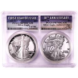 1986-S & 2016-W $1 Proof American Silver Eagle Coin Set PCGS PR70DCAM