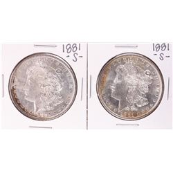 Lot of (2) 1881-S $1 Morgan Silver Dollar Coins