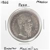 Image 1 : 1866 Mexico Peso Emperor Maximilian Silver Coin