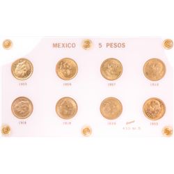 Lot of (8) Mexico 5 Pesos Gold Coins in Capitol Plastic