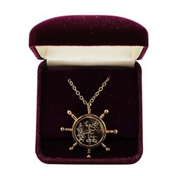 1987 Disney Gold Plated Pendant & Chain Steamboat Willie 1/4 oz .999 Fine Silver Medal