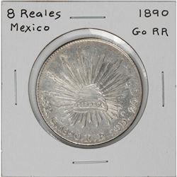 1890 Go RR Mexico 8 Reales Caps & Rays Silver Coin