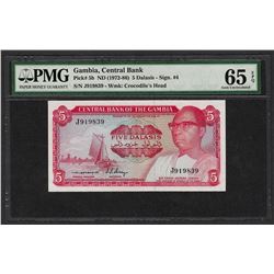 1972-86 Central Bank Gambia 5 Dalasis Note Pick# 5b PMG Gem Uncirculated 65EPQ