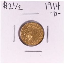 1914-D $2 1/2 Indian Head Quarter Eagle Gold Coin