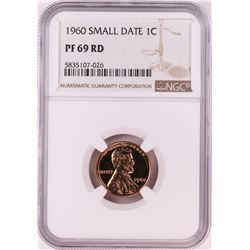 1960 Small Date Proof Lincoln Memorial Cent Coin NGC PF69RD