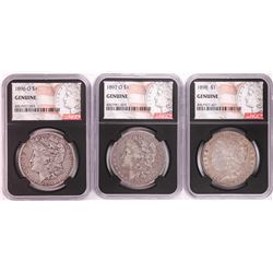 Lot of 1896-O, 1897-O, & 1898 $1 Morgan Silver Dollar Coins NGC Genuine