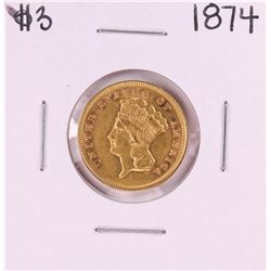 1874 $3 Indian Princess Head Gold Coin