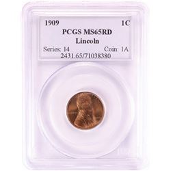 1909 Lincoln Wheat Cent Coin PCGS MS65RD