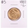 Image 1 : 1887-S $5 Liberty Head Half Eagle Gold Coin