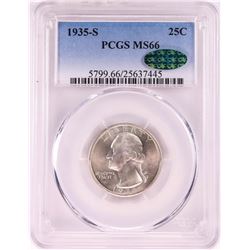 1935-S Washington Quarter Coin PCGS MS66 CAC